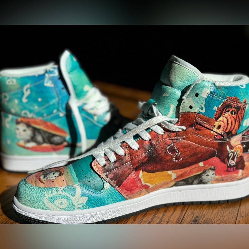ALF Jordan Sneakers - 80s TV Alien Life Form Shoes - Melmac Dunks
